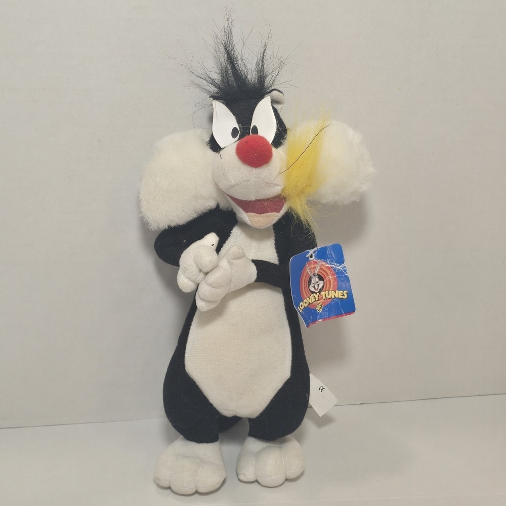 Sylvester Plush Cat Loony Tunes Vintage 9" Stuffed‎ Animal Eating Tweety Bird